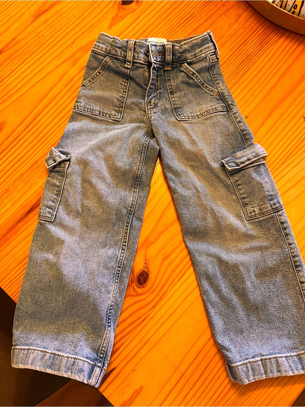 abercrombie kids Light Blue Wide-Leg Cargo Jeans